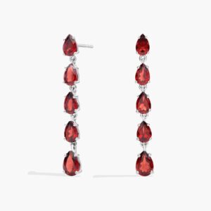 Pear Shape Natural Garnet Drop Earring