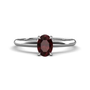Oval Solitaire Natural Garnet Ring