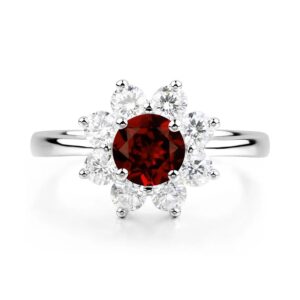 Flower Garnet Ring