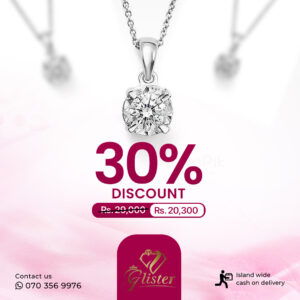 Solitaire Natural White Sapphire Pendant With Chain