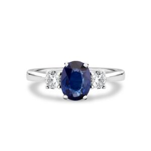 Oval Natural Blue Sapphire Zoya Ring