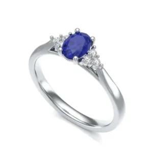 Oval Solid Blue Sapphire Ring