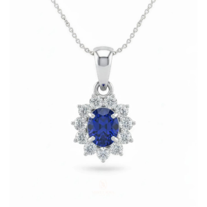 Lyra Natural Blue Sapphire Pendant With Chain