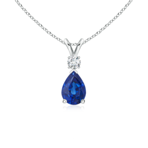 Tear Shape Natural Blue Sapphire Pendant With Chain