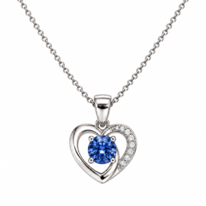 Natural Blue Sapphire Heart Pendant with Chain