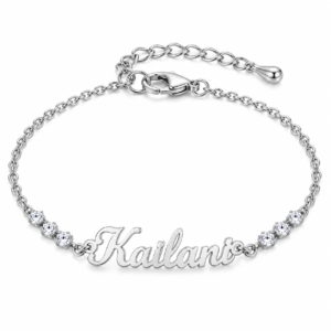 Name Anklet with Stone