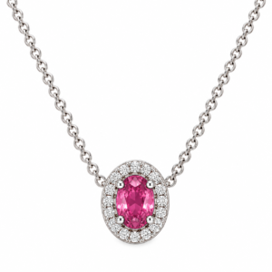 Oval Halo Pendant with Chain