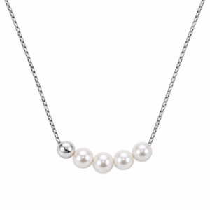 Silver and Pearl Arc Necklace
