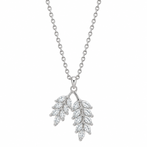 Sparkling Silver Leaf Pendant with Chain